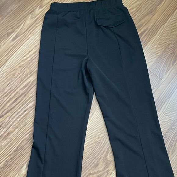 Women's Elastic High Waist Split Hem Flare Leg Long Pants Leggings M Black - Picture 2 of 9